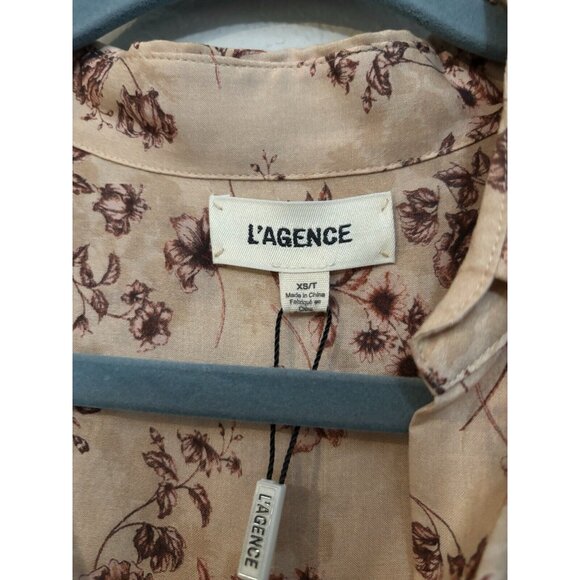 NWT L’Agence Button Down Top Floral Tan Sz XS - Picture 5 of 6